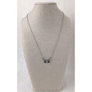 Silver Tone Butterfly Pendant Necklace‎ Adjustable Chain Dainty Minimalist...
